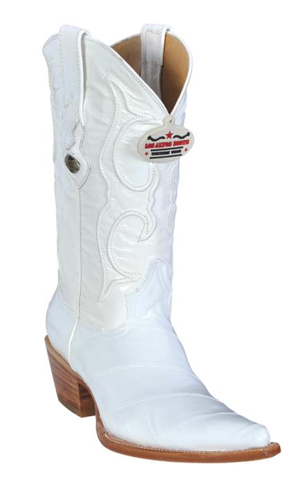 Los Altos Ladies White Genuine Eel 3X-Toe Cowgirl Boots 350828